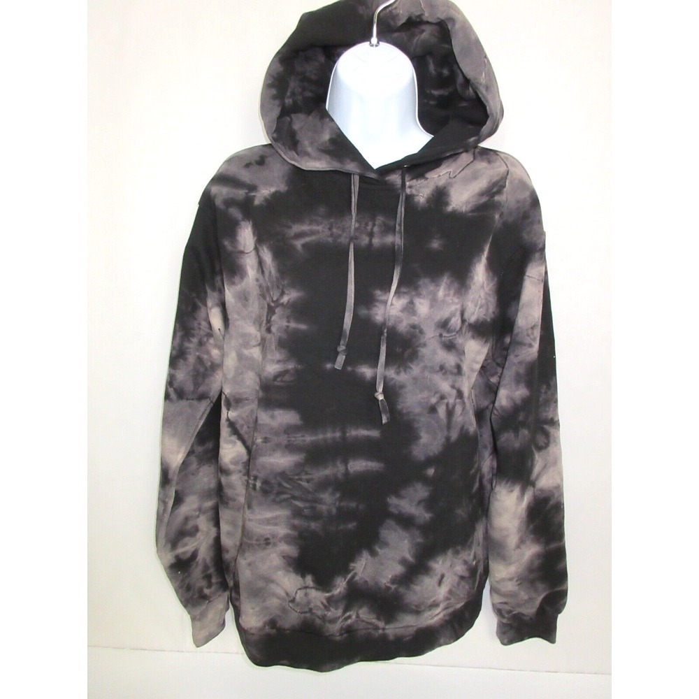 Women's Size 4 BOOHOO Black And Gray Tie Dye Hooded Sweatshirt Hoodie